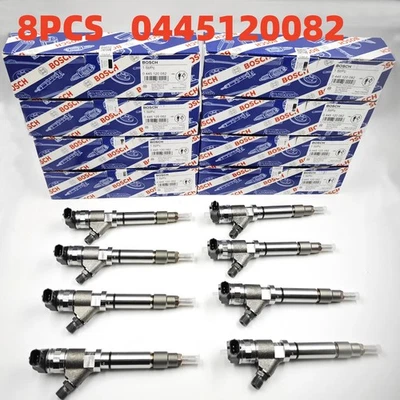8X 0986435520 Bosch Fuel Injector 0445120082 For 2007-10 GMC LMM Duramax 6.6L US Foto 1 de 4