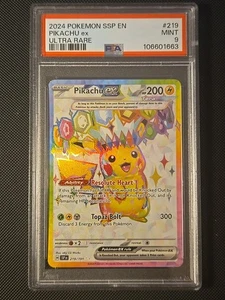 2024 Pokemon SSP En-Surging Sparks Ultra Rare #219 Pikachu EX PSA 9 - Bild 1 von 2