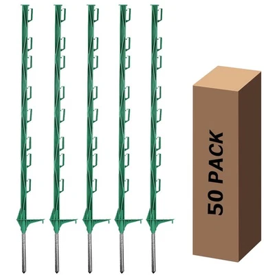 50 Pack Electric Fence Posts,48 Inch/4FT Step-in Plastic Posts for Farm and G... - Image 1 of 4