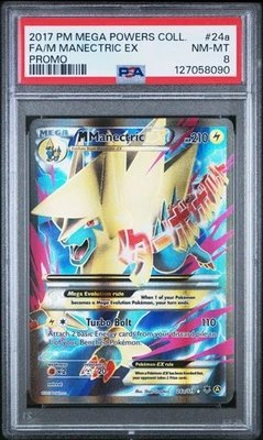 2017 POKEMON MEGA POWERS COLLECTION PROMO #24A FULL ART/M MANECTRIC EX PSA 8 - Image 1 of 4