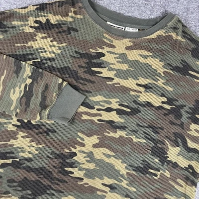 Banana Jack Shirt Mens 2XL Green Camo Thermal Waffle Knit Long Sleeve Crewneck - Image 1 of 4