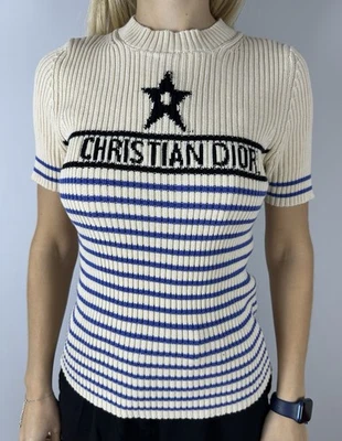 Dior Riviera Rayas Manga Corta Tejido Mariniere US6 S Azul Marfil Beige Cristiano Foto 1 de 4