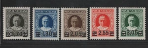 VATICAN CITY 1934 SCOTT #36-40 MINT NEVER HINGED WITH CERTIFICATE C.V. $2,900 - Picture 1 of 3