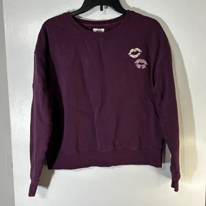 Pact Kisses Organic Cotton Long Sleeve Crew Neck Pullover Sweatshirt Size M - Picture 1 of 11