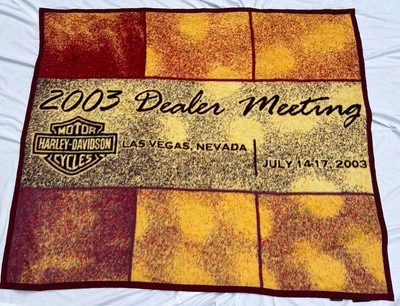 Biederlack Throw Blanket Harley Davidson Dealer Meeting 2003 Las Vegas 57x48 - Image 1 of 4
