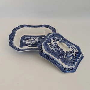 Allerton’s Blue Willow Covered Veggie Casserole Dish - Antique 1903-12 England  - Picture 1 of 15