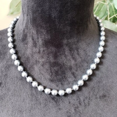 Womens Gray Shell Pearl Natural South Sea Beaded Necklace with Lobster Clasp - Image 1 of 4
