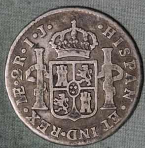 Peru 1790  IJ ME Lima  2 Reales ~Spanish Colonial Silver Coin ~ Carolus IIII - Picture 1 of 2