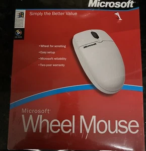 NEW Microsoft Wheel Mouse 2001 PC PS/2 Windows With Disc And Manual - Picture 1 of 3
