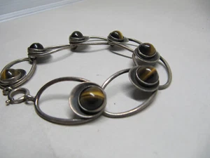 N.E. From Pulsera Ojo de Tigre 925 Pulsera Ojo de Tigre Dinamarca ___ Años 60 - Imagen 1 de 11