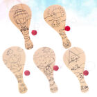  5 Pcs Wooden Toddler Paddle Ball Assortment Beach Rackets with