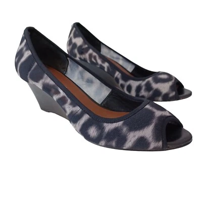 Sapatos femininos Donald J Pliner EUA 7.5 peep toe cunha malha estampa animal slip on - Imagem 1 de 4