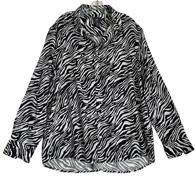 H&M Top Camisa Mujer XL Cebra Lyocell Abotonada Mangas Largas Relajada Artística Fiesta Foto 1 de 4