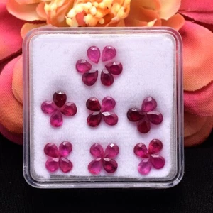30 Pcs Natural Mozambique Ruby Rich Red Pear Faceted Cut 4mm 3mm Loose Gemstones - Picture 1 of 5