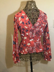 Women’s H&M Bright Long Sleeve Floral Top Size 6 - Picture 1 of 10