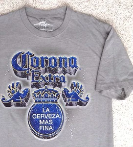 Nueva CAMISETA CORONA EXTRA Gris/azul/amarillo logotipo grande cerveza PARA HOMBRE MEDIANA (AJUSTE SUELTO) - Imagen 1 de 4