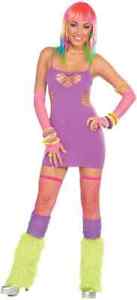 Fishnet Sweetheart Dress Neon Club Rave Fancy Halloween Adult Costume 4 COLORS