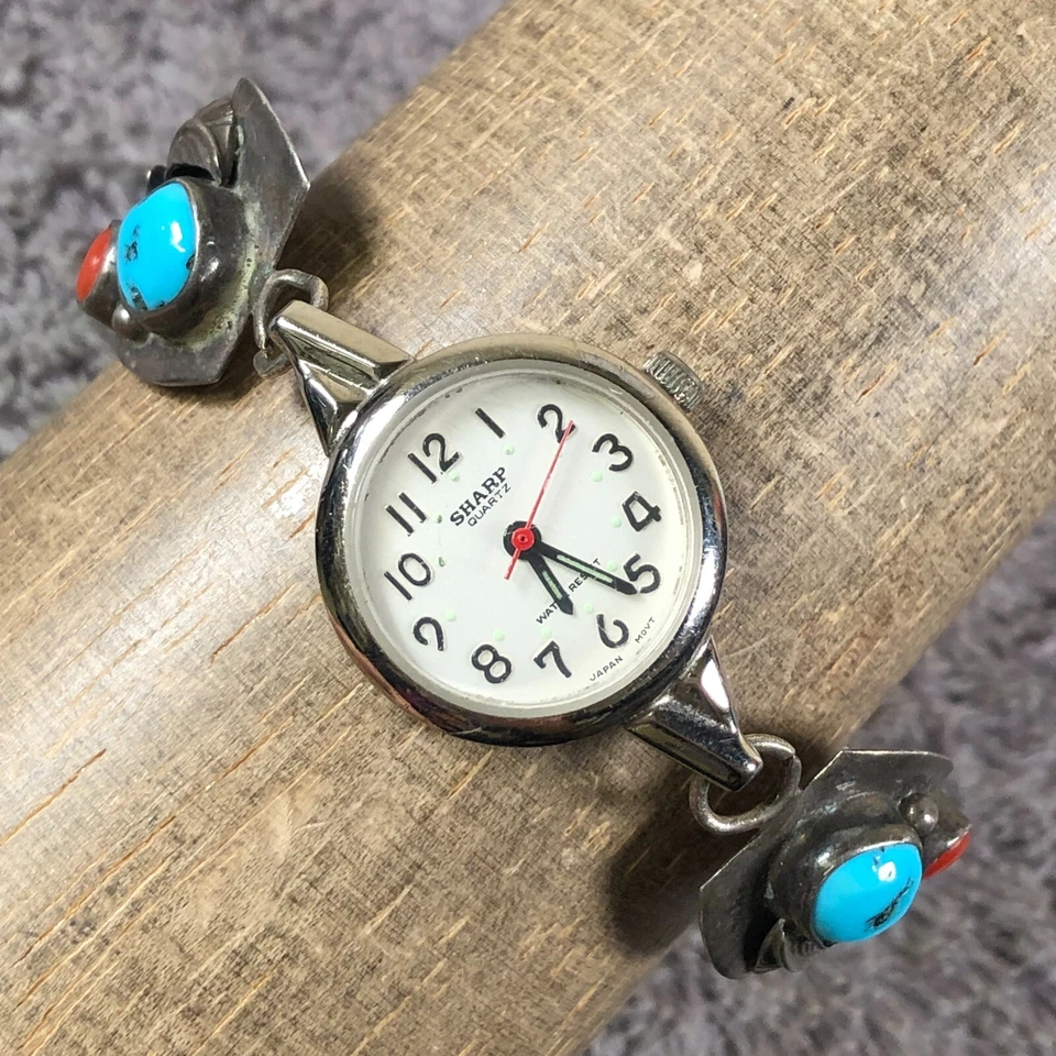 Reloj Sharp Mujer Navajo Turquesa Plata Esterlina Expansión 21mm 6 1/4" Foto 1 de 4