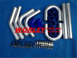 UNIVERSAL TURBO BOOST INTERCOOLER PIPE KIT 2.25" 57mm 8PCS Aluminum PIPING BLUE - Afbeelding 1 van 7
