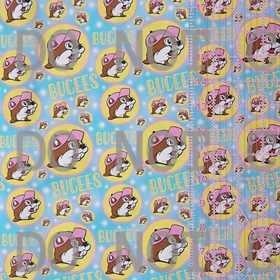 100% Cotton Woven Novelty Fabric Bucees Gas Station Blue By The  1/4 Yard 9x56 - Image 1 of 2