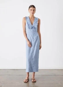 Abito Midi JOSLIN STUDIO Ava Halter lino US6/UK10 $675 - Foto 1 di 9
