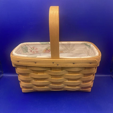 Longaberger Candle Basket 1999 LE w/ Liner Protector Approx 9” x 5” Cover