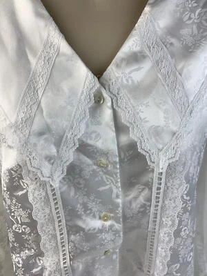 Blusa de Colección Gunne Sax Camisa de Encaje Blanca Top Talla 5 Poliéster Foto 1 de 4