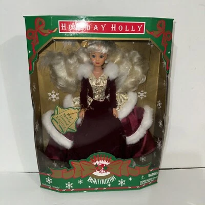 Vintage Rare Holiday Holly 1997 Stunning Maroon Dress Blonde Blue Eyes Doll - Image 1 of 3