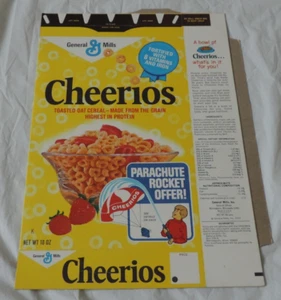 General Mills Cheerios Cereal Box File Flat Series 94 Parachute Rocket 1972 - Picture 1 of 9