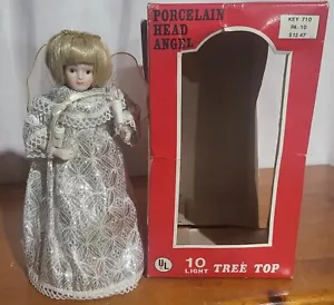 Vintage UL Porcelain Head Angel Christmas Tree Topper 10 Lights Plug In ~Tested! - Picture 1 of 12