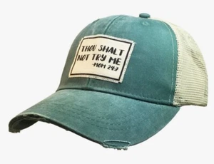 Neu ohne Etikett Distressed Vintage ""Thou Shalt Not Try Me - Mom 24:7" Truckermütze - Bild 1 von 1