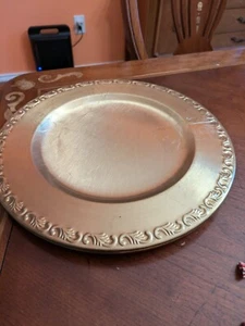 Vintage- Brass Charger Plates - Made in India -& KOREA 12" Diameter - Set of 5 - Picture 1 of 9