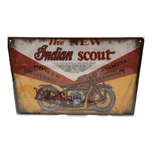 Indian Scout Modelo 101 Metal LETRERO DE HOJALATA MOTOCICLETA GARAJE BAR PARED DECORACIÓN CUEVA - Imagen 1 de 2