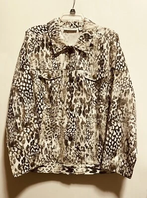 Chaqueta Sag Harbor Mujer Marrón y Blanco Estampado Animal Mujer Talla Grande 1X Foto 1 de 4
