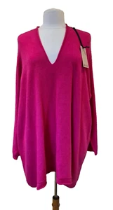 Suéter de punto suave con cuello en V rosa de gran tamaño talla única Reino Unido 8-16 para dama - Imagen 1 de 15