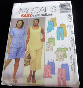 Vintage 2003 McCall's Pattern 4097 Women's Top Shorts Capri Pants 18W-24W Uncut - Picture 1 of 4