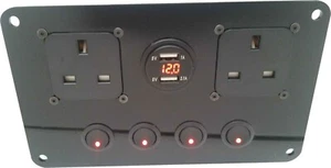 Switch Panel with 240v sockets & USB Charging Unit Motorhome VW Campervan - Picture 1 of 2