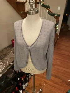 WOMEN'S ROUTE 66 gray ONE BUTTON L/S CARDIGAN SWEATER cropped - XLARGE - Picture 1 of 7