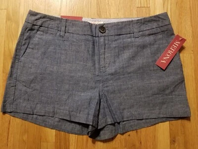 Merona $19.99 NWT size 4 Womens Chambray Blue Chino Cotton Shorts 31 x 3" Inseam - Изображение 1 из 4