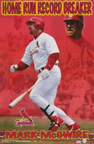 Mark McGwire HOME RUN RECORD BREAKER 1998 St. Louis Cardinals 22x34 Wall POSTER Cover