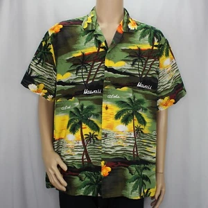 Camisa Hawaiana Ali'i Fashions Para Hombre XL Verde, Amarillo, Naranja Palmeras Aloha - Imagen 1 de 8