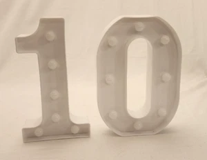 Pooqla - Decoración 10º Cumpleaños o Aniversario - Iluminar Número 10 - Blanco - Imagen 1 de 6