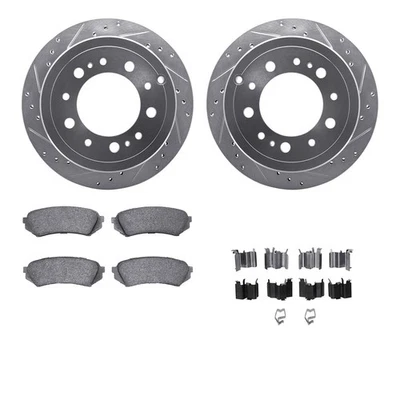 For Toyota Land Cruiser 98-07 Drilled & Slotted Rear Brake Kit w 5000 Pads - Image 1 of 3