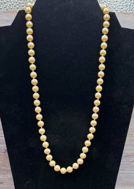Sterling Silver Individually Knotted Ivory Pearl Necklace 22” - Image 1 of 4