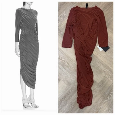 Nuevo Vestido Norma Kamali Diana Manga Larga Talla XL Cobre Óxido Nuevo con Etiquetas Foto 1 de 4