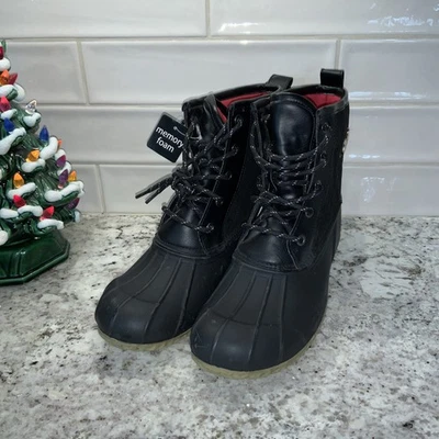 Botas al tobillo Liz Claiborne Duck para mujer talla 10 negras Foto 1 de 4