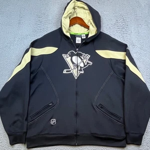 Reebok Pittsburgh Penguins Center Ice Full Zip Jacket Mens Large Black Embroider - Picture 1 of 9