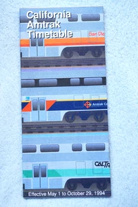 California Amtrak Timetable - May 2 to Oct 30, 1993 - Picture 1 of 1