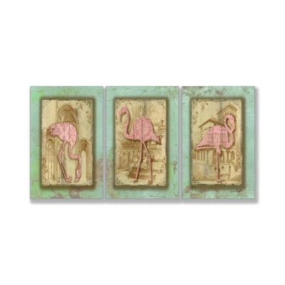 Stupell Jean Plout 'Vintage Pink Flamingo Trio' 3 Piece  Medium - Image 1 of 2
