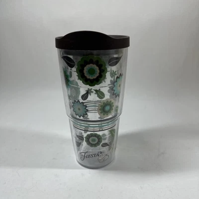 Tervis Tumbler Fiesta Flowers - Azul, Verde, Marrom, Branco 24 oz Quente Frio EUA  - Imagem 1 de 4